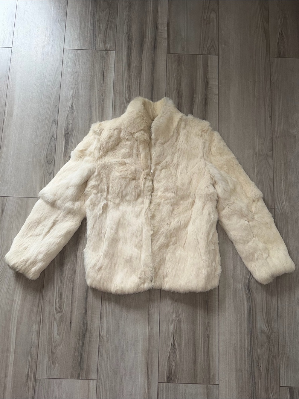 Plush Ivory Rabbit Fur Jacket - Women's Cozy Coat